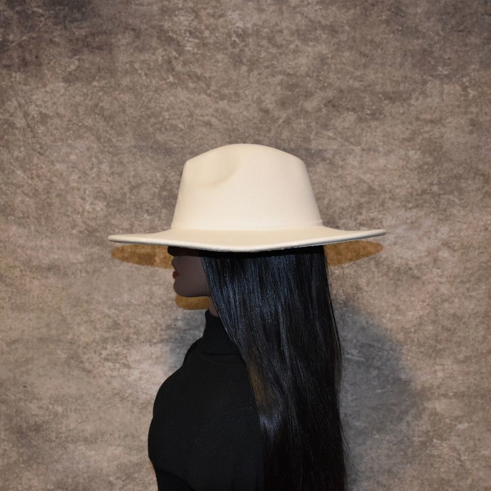 Cream Large Wide Brim Fedora Hat - Picture 4 of 4